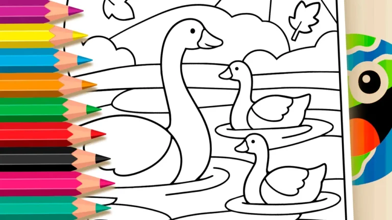 Família de Patos no Lago para Colorir Online