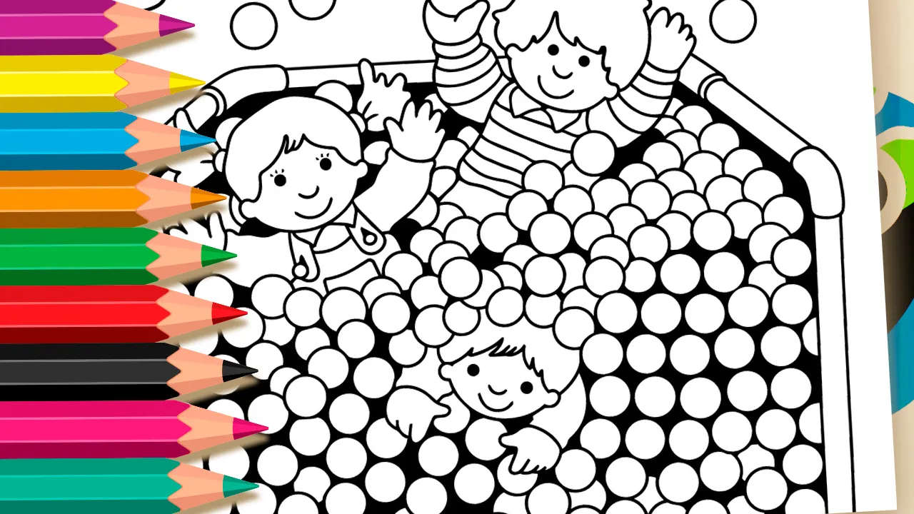 Piscina de Bolinhas - Desenho para imprimir e colorir