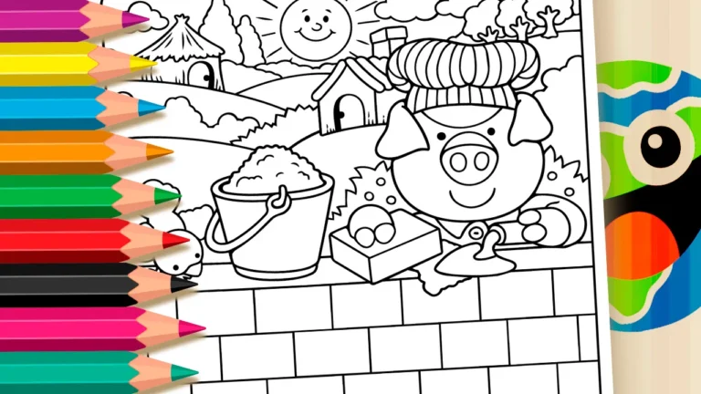 Três Porquinhos para Colorir Online para Colorir