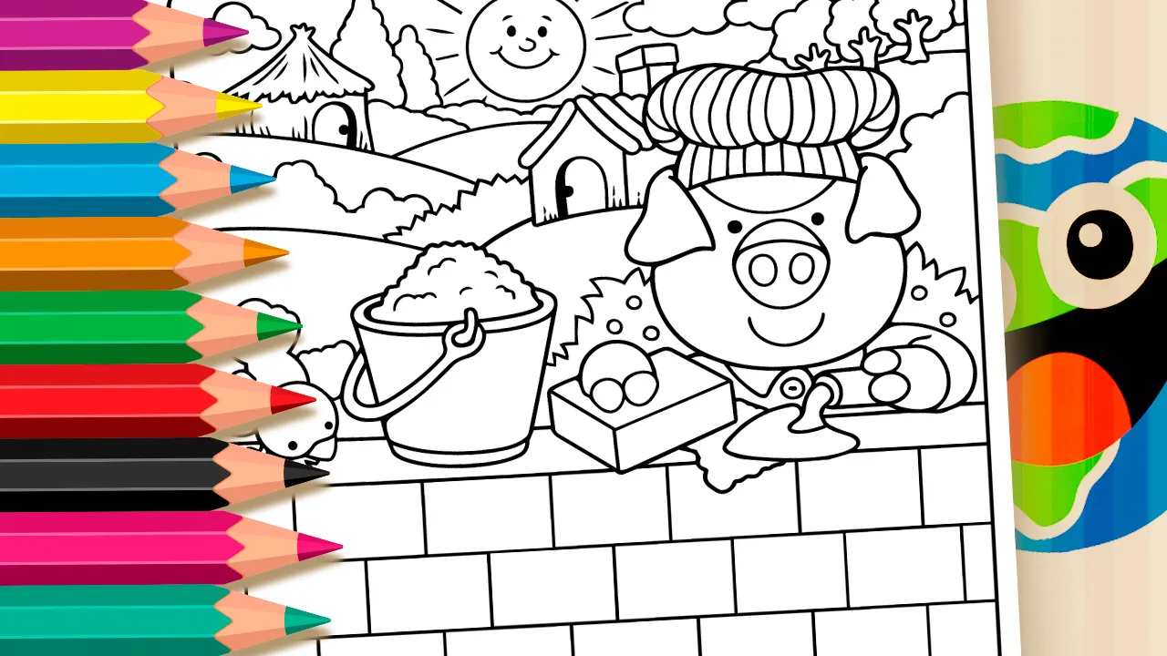 Três Porquinhos para Colorir Online - Desenho para imprimir e colorir