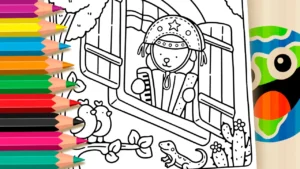 Sanfoneiro na Janela para Colorir Online