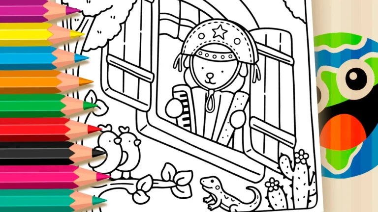 Sanfoneiro na Janela para Colorir Online