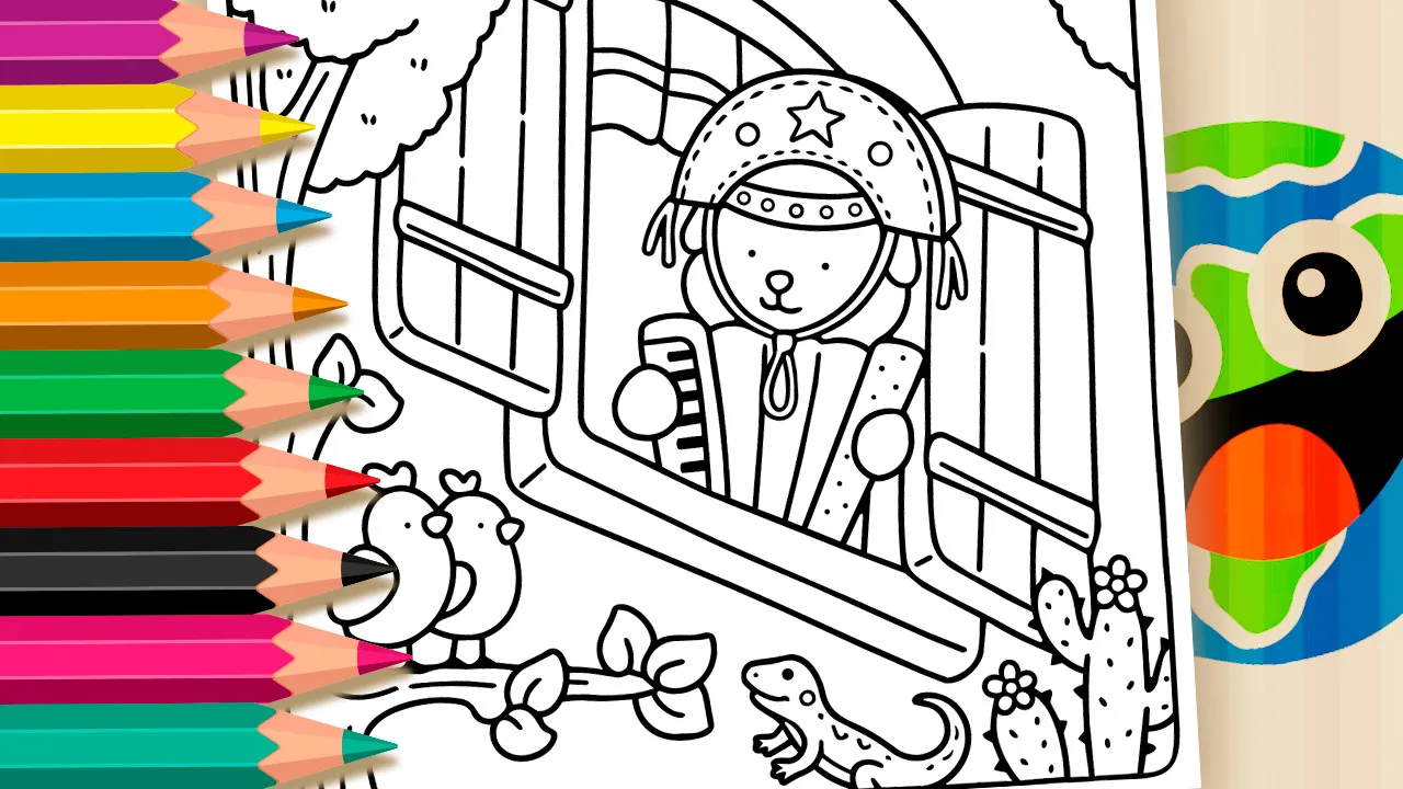 Sanfoneiro na Janela - Desenho para imprimir e colorir
