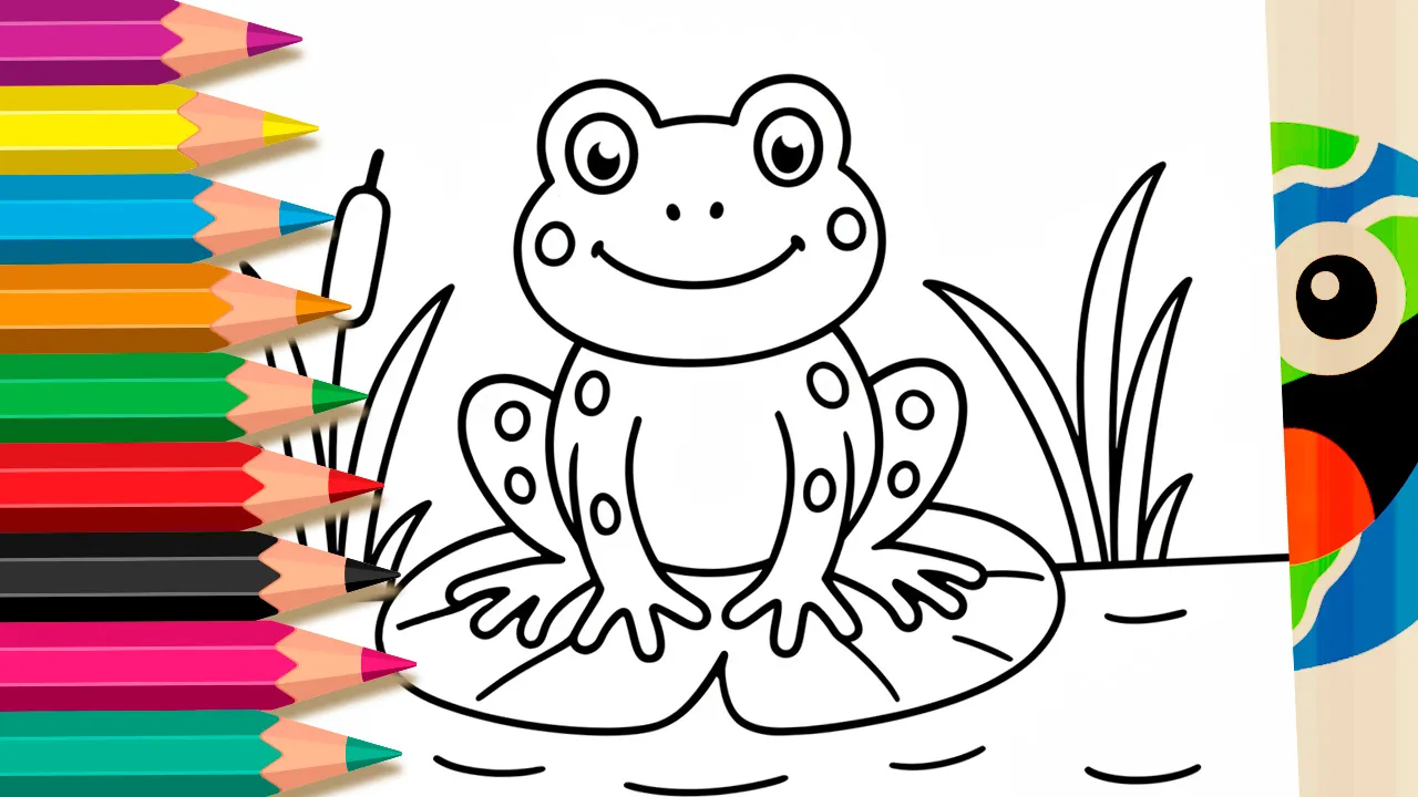 Sapo na Vitória-Régia - Desenho para imprimir e colorir