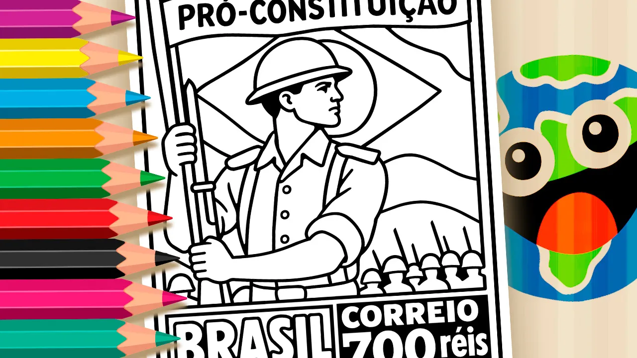 Selo Pró-Constituição de 1932 - Desenho para imprimir e colorir