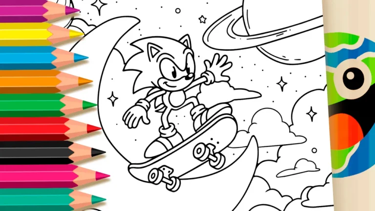 Sonic de Skate na Lua para Colorir Online