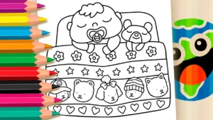 Bebé e Cachorrinho Dormindo para Colorir Online