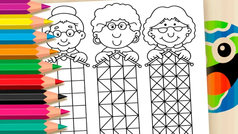 Três Vovós Tricotando para Colorir Online
