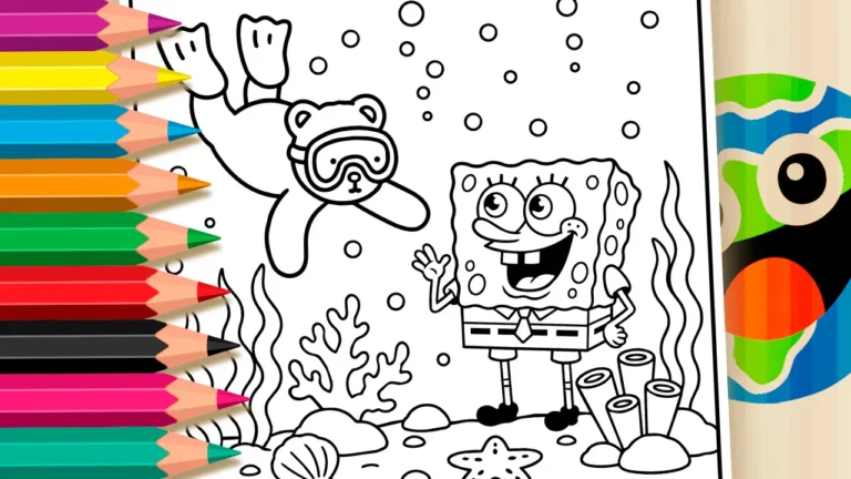 Ursinho Mergulhador e Bob Esponja para Colorir Online