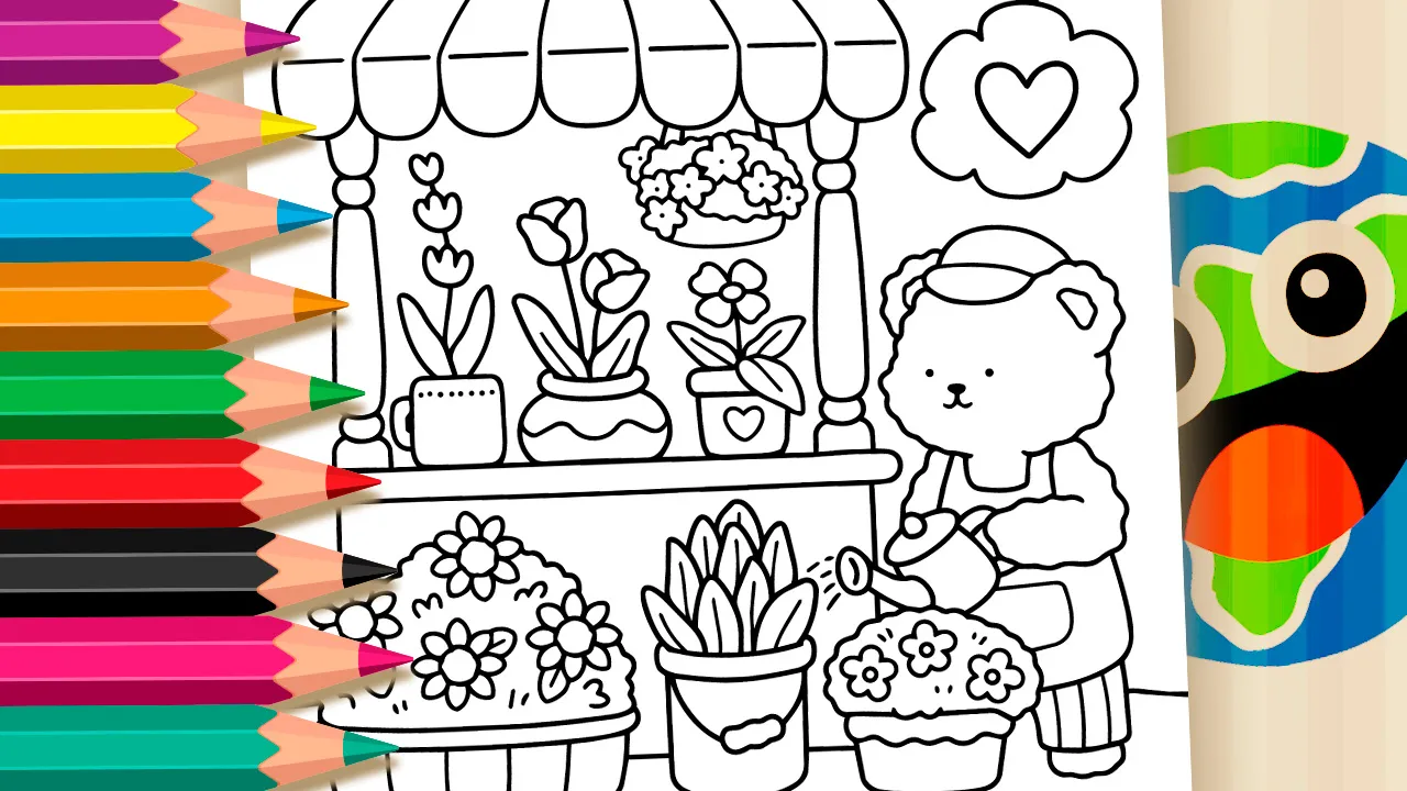 Ursinho Jardineiro para Colorir Online