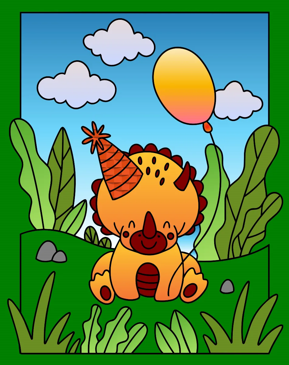 Dino feliz – Desenho Colorido Online para Pintar e Imprimir | Jogo de Colorir grátis no Mundo dos Jogos