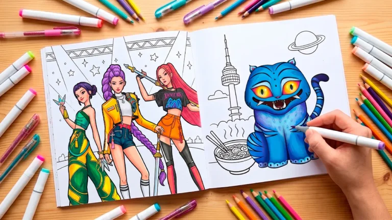 Guerreiras do K-Pop (HUNTRiX) para Colorir: 15 Desenhos + PDF