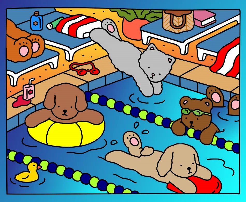 Hora da Natação – Desenho Colorido Online para Pintar e Imprimir | Jogo de Colorir grátis no Mundo dos Jogos